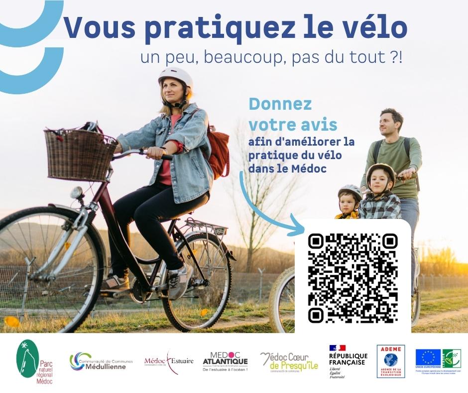 Visuel facebook Enquete Le velo et vous - Retour sur la plénière du 15 mai 2023 à Hourtin